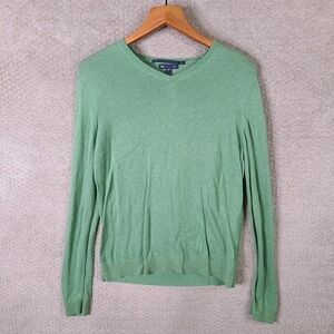 GAP Sweater Mens Small Green V Neck Long Sleeve Sweatshirt Cotton‎ Lightweight